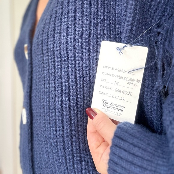 Fringe Trim Heavy Knit V-neck Cardigan - Picture 7 of 9